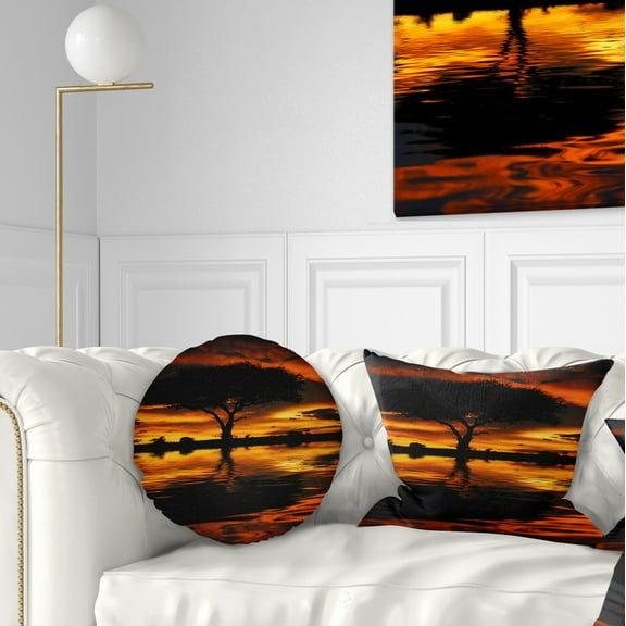 Designart 12" x 20" Red Polyester Throw Pillow