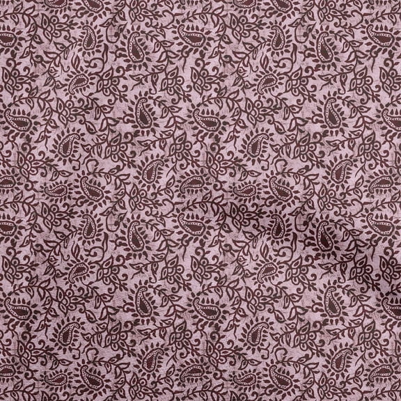 oneOone Cotton Poplin Maroon Fabric Asian Batik Paisley Quilting Supplies Print Sewing Fabric By The Yard 42 Inch Wide
