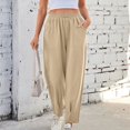 thumbnail image 3 of REALiKUN Drawstring Wide Leg Pants for Women Elastic Waist Loose Versatile Comfy Lounge Trousers with Pockets, 3 of 8