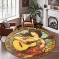 thumbnail image 2 of Round Rug, Nouveau Vitrail Femme1 Soft Washable Carpet, Non-Slip Floor Mat for Living Room Bedroom Home Decor 71 Inch, 2 of 6