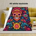 thumbnail image 3 of Sugar Skull Gifts for Women and Men, Day of The Dead Blanket for Home Decor, Halloween Skull Lighweight Fleece for Bed Room and Living Room, 40x50 inches, No Pilling, 3 of 7