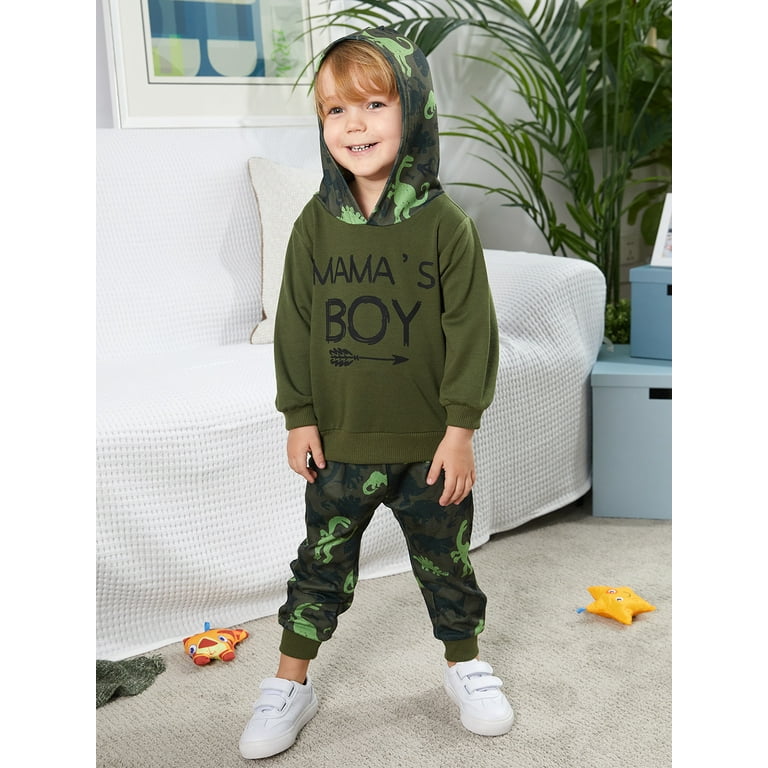 Clearance 0 4T Toddler Baby Boys Camo Dinosaur Pullover Hoodie and Pants Outfit Set Walmart