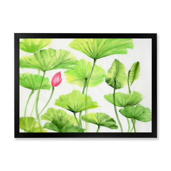 Designart 'Ancient Pink Lotuses In The Pond VIII' Traditional Framed Art Print