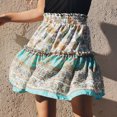 thumbnail image 1 of Falda corta con cintura elástica, falda con dobladillo con volantes para mujer, falda con dobladillo con volantes, falda con estampado floral, probada profesionalmente, 1 of 5