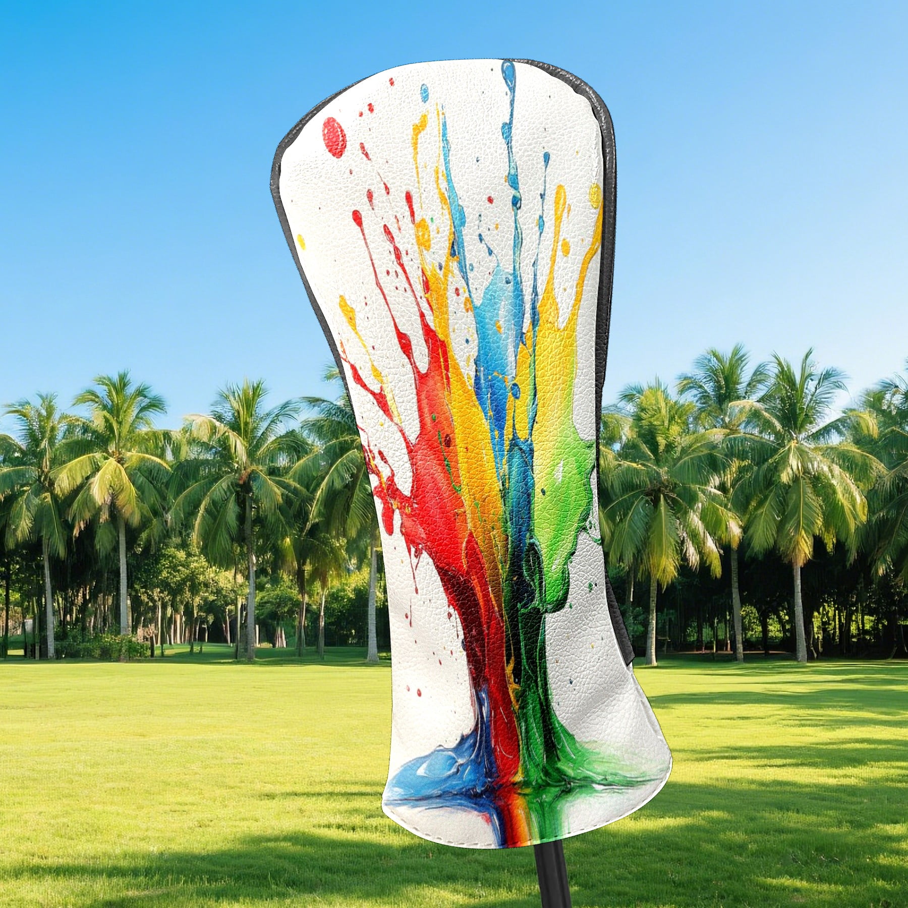 Golf Head Covers Pigment Tie-dye Design for Driver, Wood & Hybrid, Premium Waterproof PU Leather with Plush Lining, Unique Golf Gifts