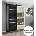 thumbnail image 3 of Sturdy Barn Door | Quadro 4088 Matte Black with Frosted Glass | 6.6FT Rail Hangers Heavy Hardware Set | Solid Panel Interior Doors, 3 of 6