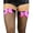 Black with Hot Pink Bow, variant on Women's Rainbow Satin Bow Fishnet Thigh High - Turquoise - One Size