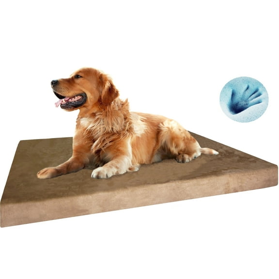 Dogbed4less Extra Large Orthopedic Waterproof Memory Foam Dog Bed for Medium to Large Pet 47"X29"X4", Microsuede Brown Washable Cover