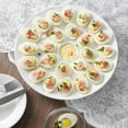 thumbnail image 3 of Deviled Egg Tray - Ceramic White Porcelain 25 Cup Eggs Serving Tray Catering Platter for Hard Boiled Devil Eggs & Deserts Unique Decorative Kitchen Holder Dish Plate Palette, 3 of 7