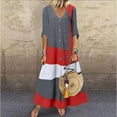 thumbnail image 2 of LYXSSBYX Womens Dresses Sleeveless Women's Fashion Casual Short Sleeve V-Neck Button Print Maxi Loose Long Dress, 2 of 5