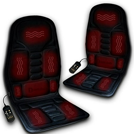 Amazon Local Deals Massages Zento Deals 2-in-1 Car Seat Cushion Black 12V Automotive Adjustable Temperature Comfortable Heating, 8 Function Massaging Seat Cushion ()