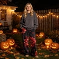 thumbnail image 2 of Fabrcox Fleece&nbsp;pajama Pants&nbsp;women Halloween Pumpkin Ghost Womens Pj Pants Cat Spooky Fall Winter Soft Fluffy Wide Leg Women's Sleep Pants Orange S, 2 of 6