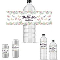 30pcs Wedding Water Bottle Labels Personalized Butterfly Bottle Stickers Waterproof Wine Bottle Wraps Self-Adhesive Champagne Cover Tags for Spring Birthday Wedding Party Anniversary