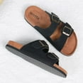 thumbnail image 7 of NeedBo Womens Cork Open Toe Footbed Sandals Suede Leater Strap Buckle Flat Non Slip Sandals, Black Size 7, 7 of 7