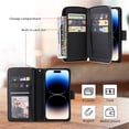 thumbnail image 4 of For Samsung Galaxy A37 5G Wallet Phone Case With 9 Card Holder Zipper Pocket, Magnetic Closure Premium PU Leather Flip Case With Wrist Strap,Black,For Galaxy A37 5G, 4 of 10