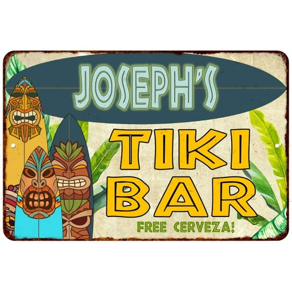 Joseph's TIKI BAR Island Sign Metal Wall Decor 8 x 12 High Gloss Metal 208120058271