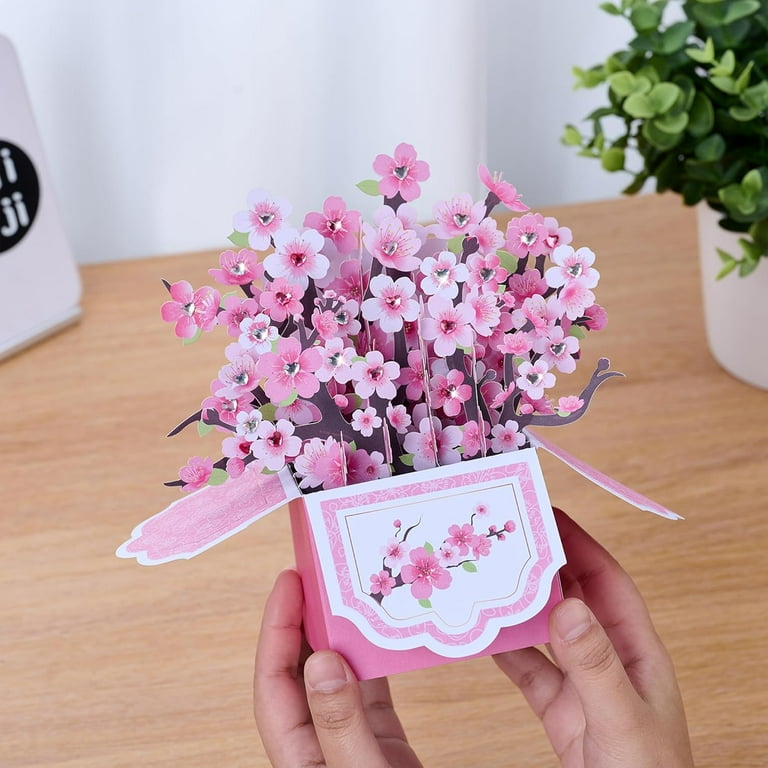 Butterfly Flower Pop Up Birthday Cards,3D Happy Birthday Cards Box For Woen,Pop-up Gift Box