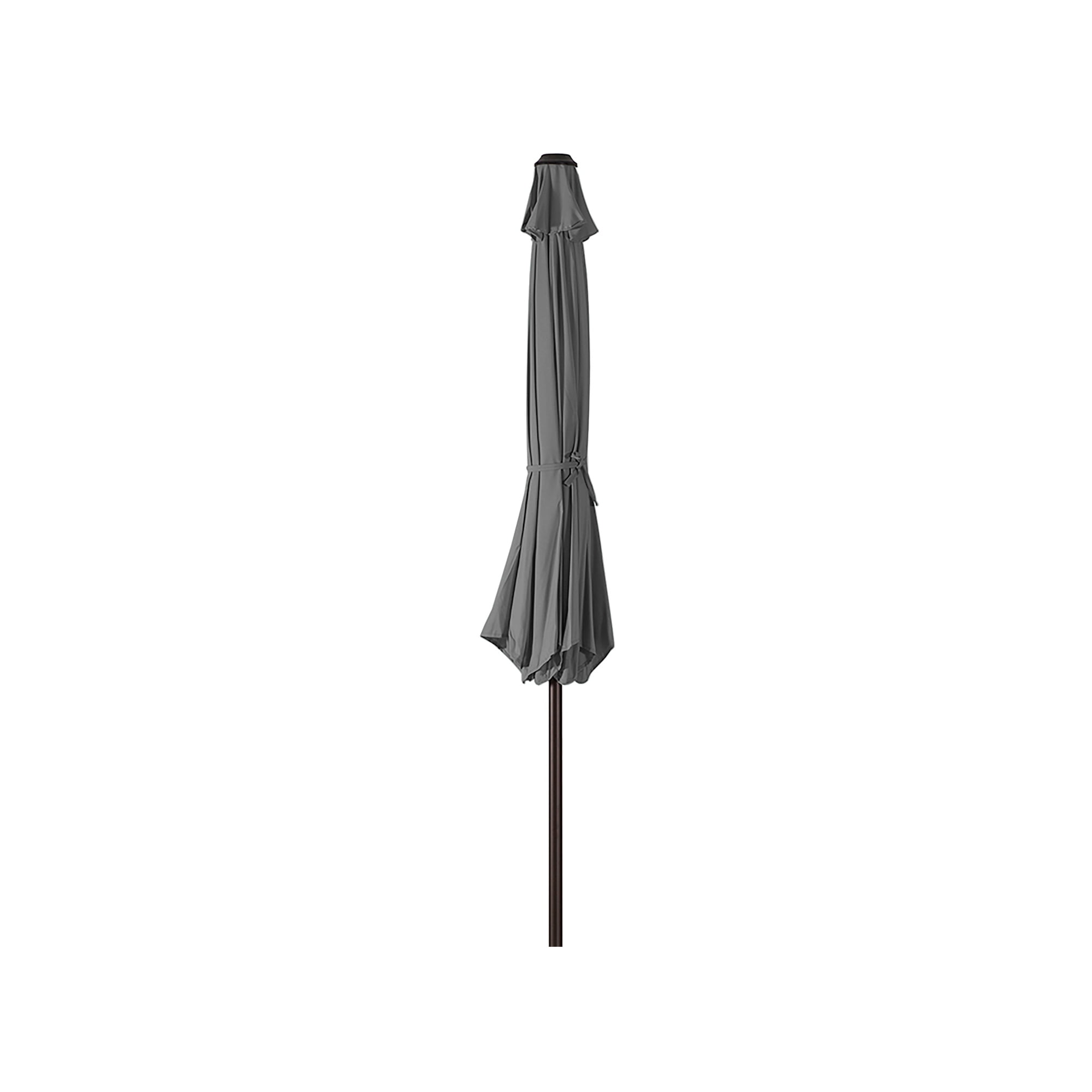 Westin Outdoor 9 Ft Market Patio Umbrella with Round Resin Base for Outdoor Garden UV Water Weather Resistant, Gray