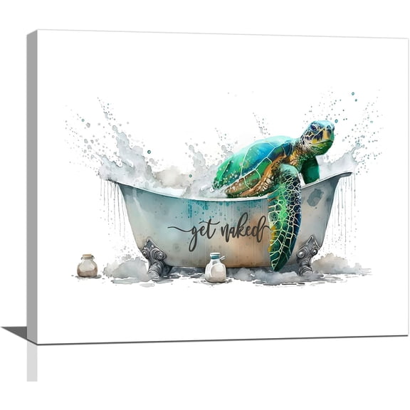 LH137HB-Sea Turtle Bathroom Decor Wall Art Funny Teal Turtle Bathtub Pictures Wall Decor Country Bathroom Sign Canvas Print Painting Artwork Modern Home Decorations For Toilet