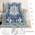 thumbnail image 5 of Blue Boho Blanket Soft Cozy Warm Throw Blanket for Couch, Plush Fuzzy Flannel Fleece Blankets for Sofa, Farmhouse Bohemian Medallion Oriental Flower Bed Blankets Lightweight Gifts for Women, 50"x80", 5 of 9