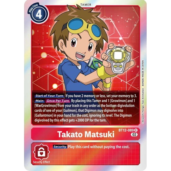 Digimon Across Time Rare Takato Matsuki BT12-089
