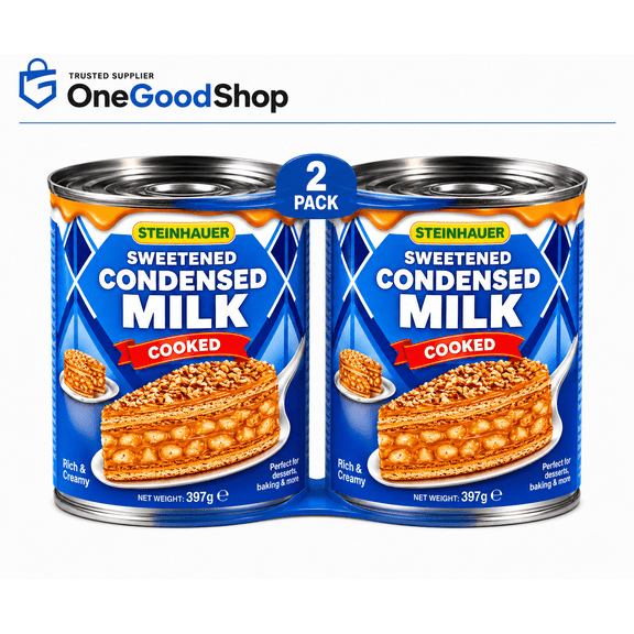 2 Pack Steinhauer Cooked Sweetened Condensed Milk (Dulce de Leche Style), 397g (14 oz), Rich & Creamy Caramelized Milk Spread for Baking, Desserts, Cakes, Cookies & Fillings