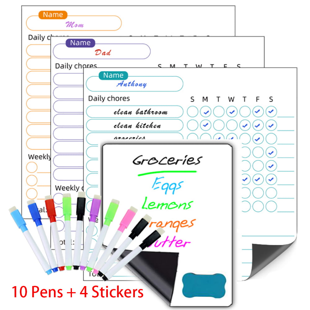 Teenagers Includes Bonus 4 Markers and Eraser Adults Magnetic Chore Chart for Multiple Kids Get Your Home Organized Toddlers 