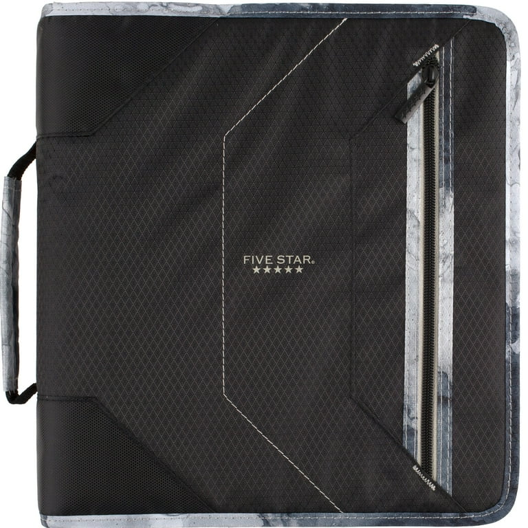 Five Star 2 Zipper Binder with File Folders- Black/Gray, Durable