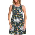 thumbnail image 1 of Fotbe Cute Sloth Vestido de Verano sin Mangas para Mujer – Vestido Midi Línea A, Estilo Camiseta Floral, Vestido Playero Casual y Fluido, 1 of 7