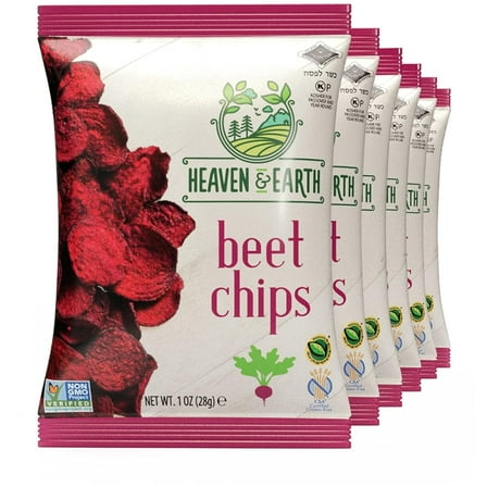 Heaven & Earth Beet Chips 1oz (6 Pack) Crisp and Delicious | Gluten Free | Certified Kosher (including Passover)