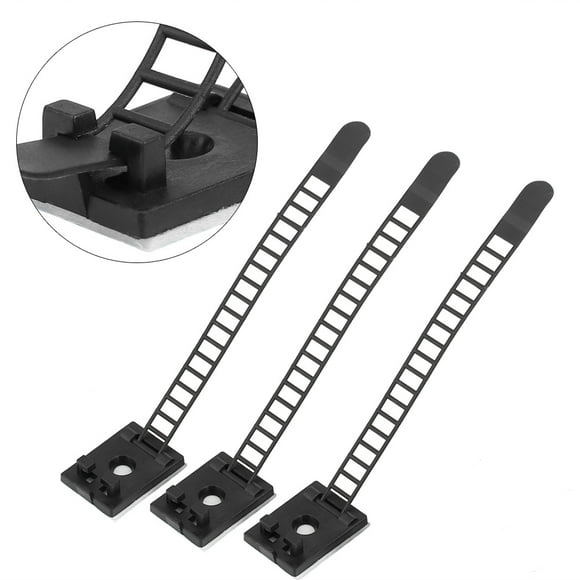 50 Uds Clips Ajustables Autoadhesivos Sujeta Cables De Coche Abrazadera Organizadora Negro Tamaño Pequeño Para Uso Diario En El Hogar Y La Oficina