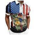 thumbnail image 1 of YDLCAFD Male Summer Independence Day Zipper Tops Holiday Celebration Full Print Short Sleeve Blouse, 1 of 5