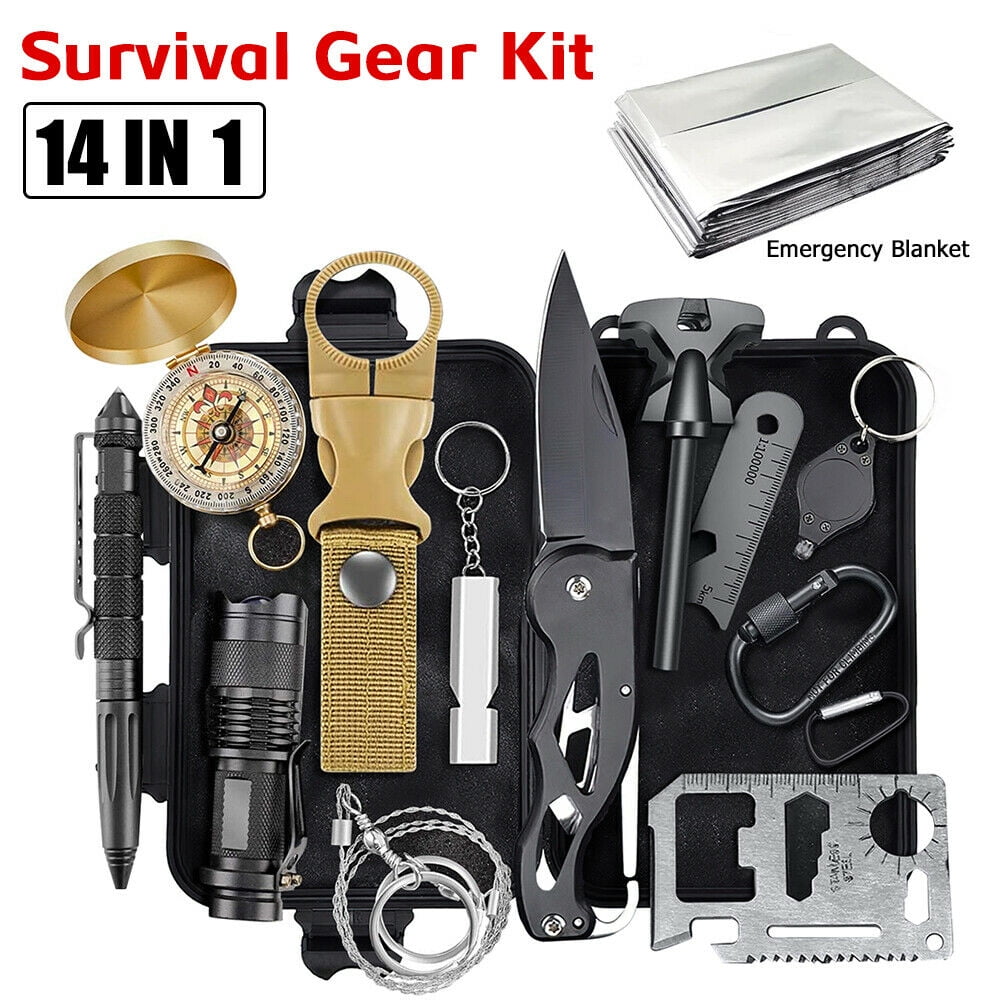 14 In 1 Emergency Outdoor Survival Gear Kits SOS Survive Camping Hiking Tool Set 