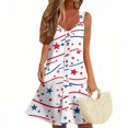 thumbnail image 2 of Women's V-Neck Sleeveless Sundress, Casual Summer Dress with Independence Day Print, Comfortable Fabric for Festivals and Parades,White XL, 2 of 4