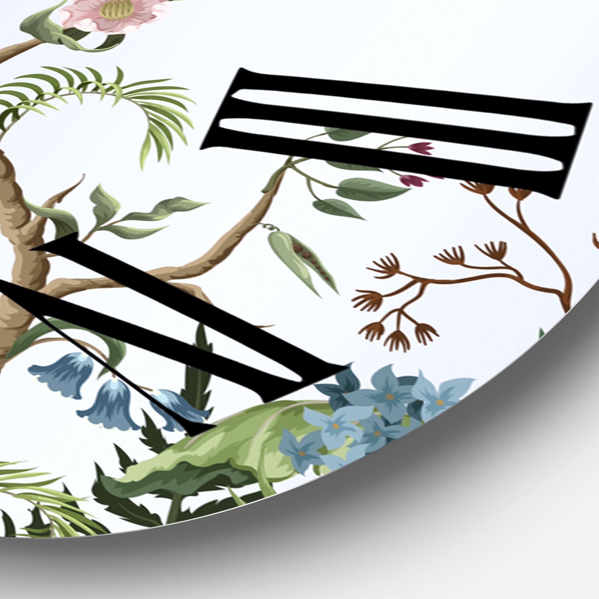 Designart 'Border With Cranes & Peonies In Chinoiserie Style' Traditional Wall Clock