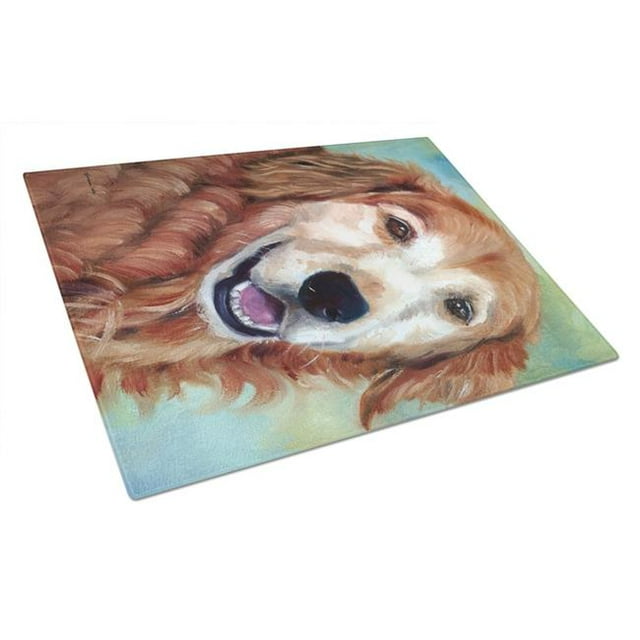 Carolines Treasures 7383LCB Golden Retriver Good Boy Glass Cutting Board - Large