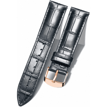 XIHAMA Genuine Leather Replacement Watch Band Multicolor Waterproof for Men Women, GR-Black (20mm)