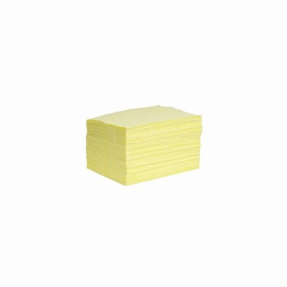 Sorbent Pad, 24 gal, 15 in x 19 in, Harsh Chemicals, Yellow, 100 PK