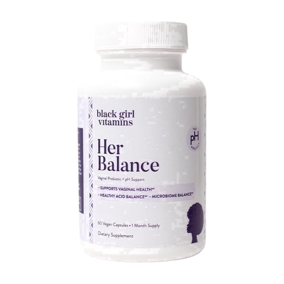 Black Girl Vitamins Her Balance Vaginal Probiotics Capsules | 10 Billion CFU Lactobacillus Crispatus & Gasseri   Fenugreek | Daily Microbiome Support for Women's Vaginal Health | Vegan, Gluten-Free |