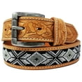 thumbnail image 2 of 39-40  Unisex 1.5" Western Floral Tooled Beaded Full-Grain Leather Belt 26RT28, 2 of 2