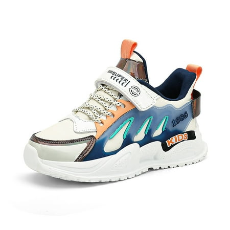 

Kids Breathable Sneakers Lightweight Easy Walk Casual Sport Strap Athletic Running Shoes for Boys Girls Beige