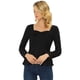 thumbnail image 1 of Blusa de manga larga Allegra K con cuello en forma de corazón Negro XS, 1 of 5