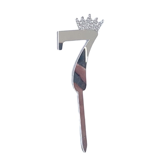 Mightlink Cake Numeral Topper Crown Style Dazzling Acrylic Number Cake Topper Anniversary Birthday Party Decoration for Home