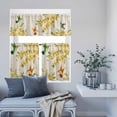 thumbnail image 6 of Kitchen Window Curtains Valance and Tier Set, Vintage Spring Flowers on Linen Rod Pocket Tier Curtain Valance Set, Birds Leaves Light Filtering Cafe Curtains for Bedroom Living Room, 6 of 9