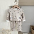 thumbnail image 2 of masbird Toddler Baby Boy Girl Pajamas Set Kids Sleepwear 2 Pcs Pjs Long Sleeve Top and Pants Jammies Sets Fall Winter 6-12 Months 12-24 Months 2t 3t 4t 5t 6t 7t 8t 9t(Khaki,11-12 Y), 2 of 4