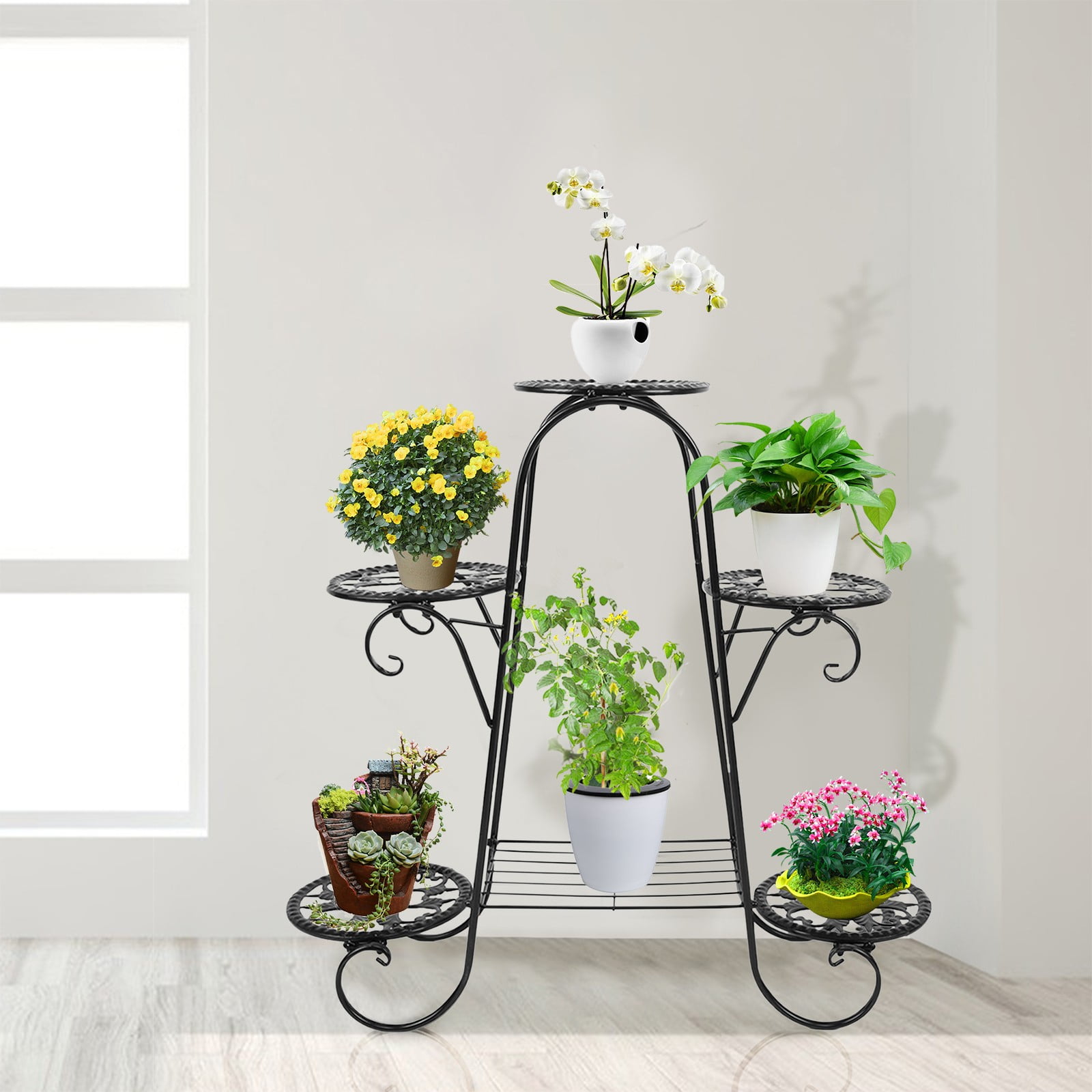 Sayhi Metal Flower Pot Plant Stand Balcony Floorstanding Multilayer