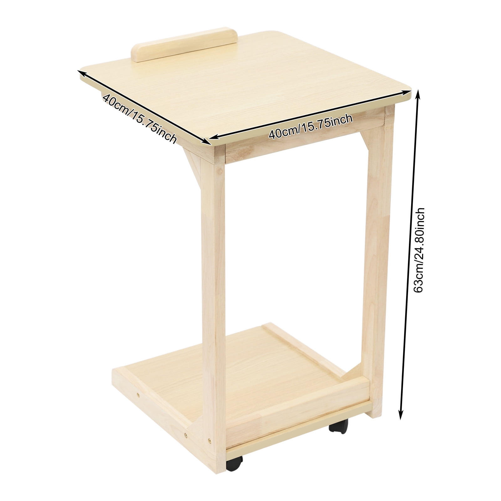 Heavy-Duty C Table with Wheels, 25kg Load Capacity 4-Wheel Bedside Laptop Stand
