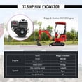 thumbnail image 3 of HUAYEE 1.4 Ton Mini Excavator with 31.5in Straight Edge Bucket, Auger, Ripper, Landscape Rake, HY14C Small Digger with 13.5 HP Engine, Side Swing, Hydraulic Thumb, In-stock in the US, 3 of 19
