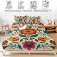 thumbnail image 5 of Twin Sze Fitted Sheet Set - Red Teal Floral Boho 2 Piece Bedding Sets 16" Deep Pocket Fitted Sheet with 1 Pillowcase, Summer Spring Flowers Botanical Brushed Microfiber Hotel Luxury Bed Sheets, 5 of 9