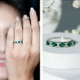 thumbnail image 5 of Rosec Jewels Lab Grown Emerald Half Eternity Ring with Diamond, Anniversary Band Ring - AAAA Quality, 925 Sterling Silver, US 4.00, 5 of 7
